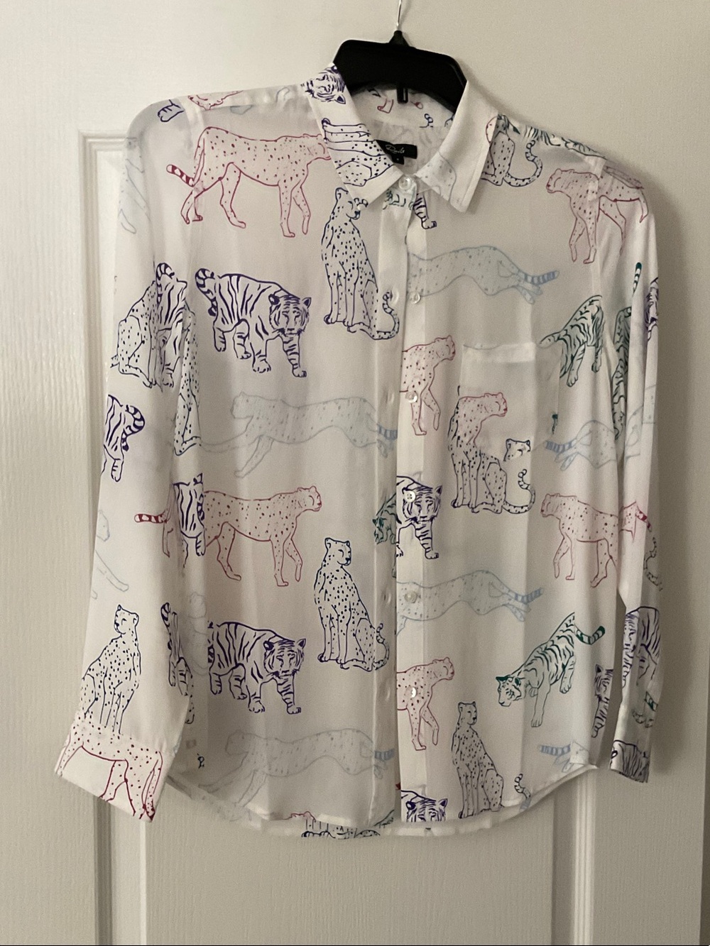 Rails White Button-Up Shirt with Multicolor Animal Outline Print